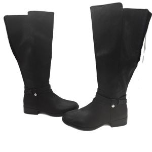 LifeStride Women's Black Faux Leather X-Trovert Wide Calf Riding Boot Size 6